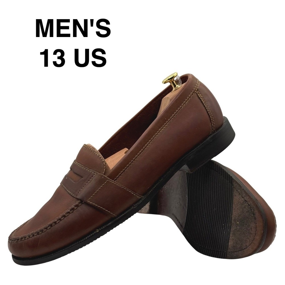 Cole Haan Mens Brown Leather Penny Loafers Moc Toe Dress Shoes 13 M 01462